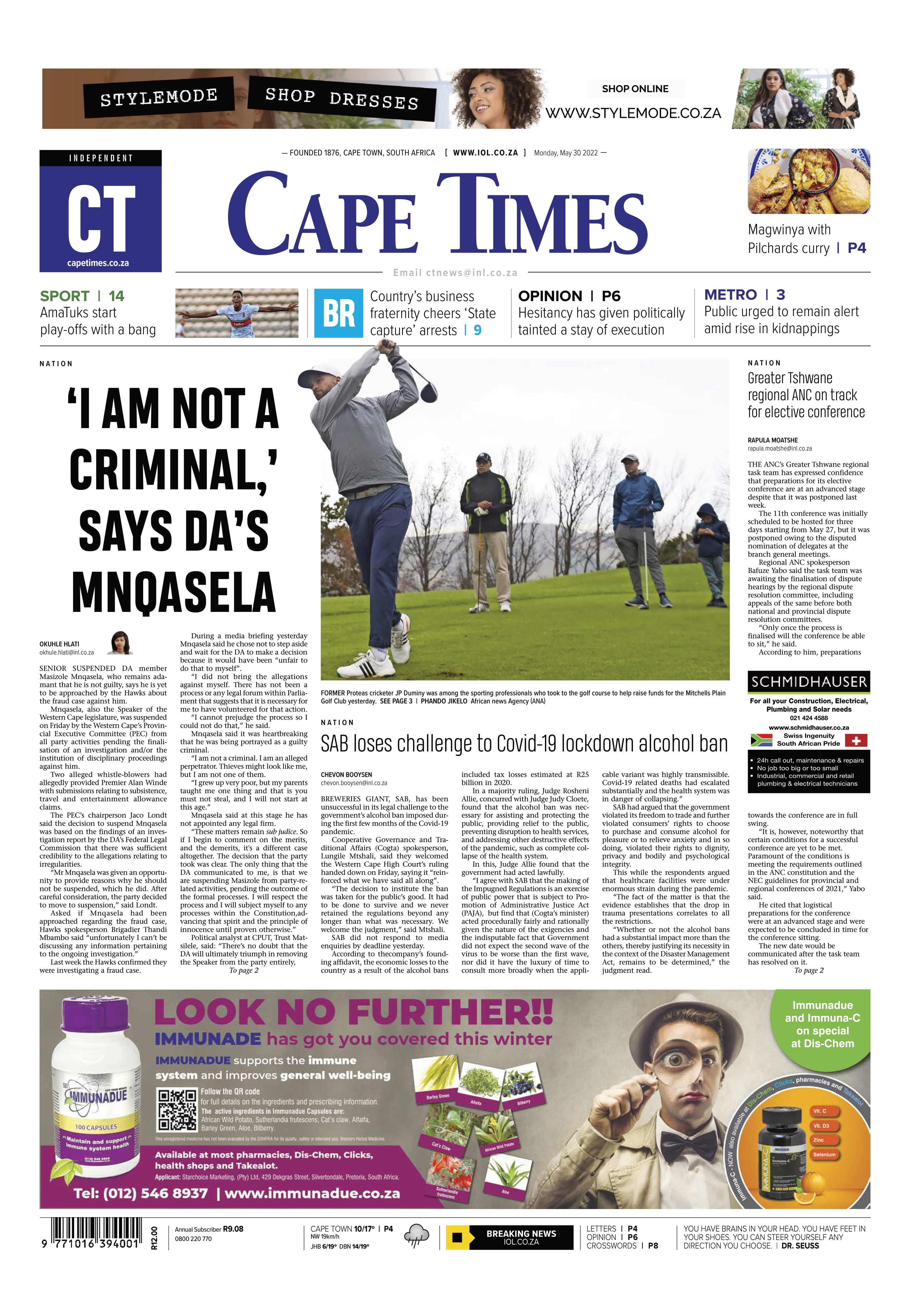 Cape Time Front Page